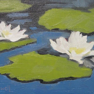 Original Jennifer Boswell Painting Lily Pond Textured Original Oil Abstract Landscape Painting  Kitchen Painting Unique Gift for Him or Her