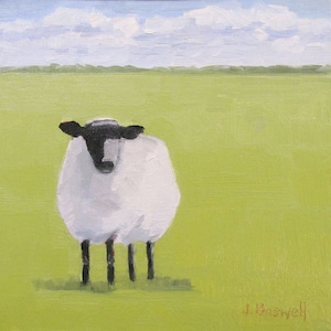 Canvas Print Jennifer Boswell 8x8 Sheep Meadow Signed Canvas Print From Original Oil Kitchen Modern Farmhouse Art Wall Decor Nursery Gift