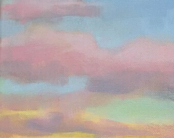Clouds Painting Nursery Painting Abstract Sunset Original Modern Impressionist Small Canvas Nursery Gift for Him or Her Jennifer Boswell