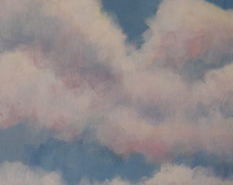 Abstract Clouds Painting Large Nursery Original Painting on Canvas Modern Impressionist 12x12 Unique Gift for Him or Her Jennifer Boswell
