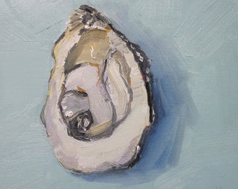 Jennifer Boswell 12x12 Oyster Signed Canvas Print from Original Oil Painting Kitchen Painting Beach Housewarming Gift Ready to Hang