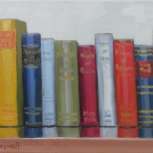 Original Jennifer Boswell Old Books 8x10 Unique Painting Kitchen Painting Textured Original Oil Painting Still Life Gift for Him or Her