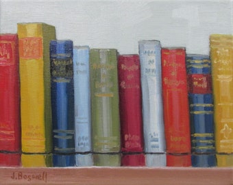 Original Jennifer Boswell Old Books 8x10 Unique Painting Kitchen Painting Textured Original Oil Painting Still Life Gift for Him or Her