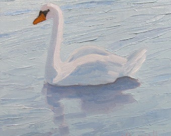 Jennifer Boswell 20x20 Swan Signed Canvas Print from Original Oil Painting Kitchen Painting Housewarming Art Gift Farmhouse Ready to Hang