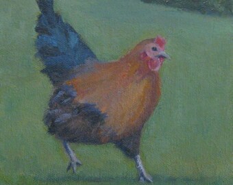 Kitchen Chicken Painting Original Oil Painting Bird Farm Modern Impressionist One of a Kind Unique Gift Jennifer Boswell