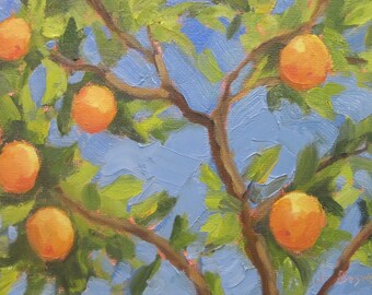 Jennifer Boswell Orange Tree 14x10 Canvas Print from Original Oil Painting Kitchen Painting Housewarming Gift Ready to Hang Great Art Gift