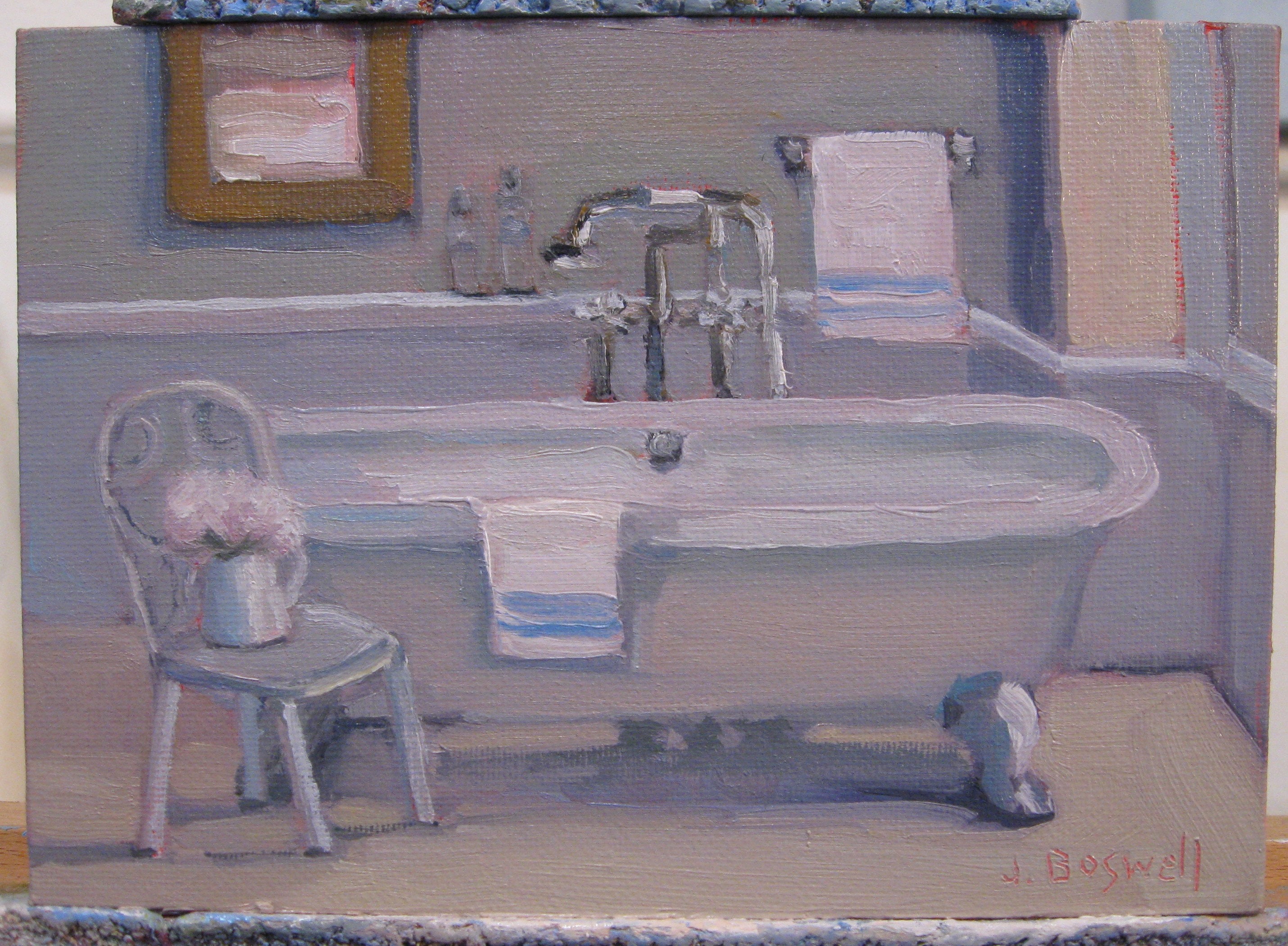 Bathroom Painting Unique Painting Bathtub and Peonies Interior Etsy