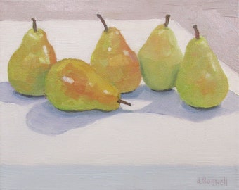Jennifer Boswell Pears 8x10 Canvas Print from Original Oil Painting Kitchen Painting Abstract Still Life Housewarming Gift Ready to Hang