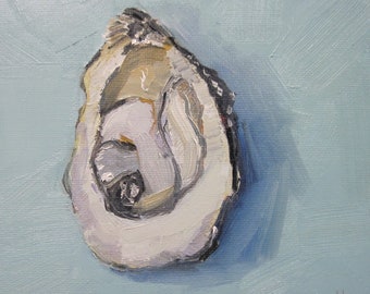 Jennifer Boswell 8x8 Oyster Signed Canvas Print from Original Oil Painting Kitchen Painting Still Life Wall Decor Beach House Art Gift