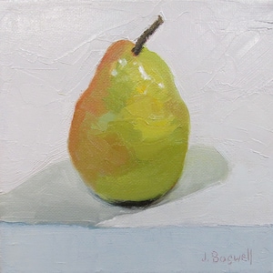 Original Jennifer Boswell 6x6 Pear Unique Original Oil Painting Kitchen Painting Still Life Canvas Housewarming Gift for Him Her or You