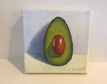 Kitchen Painting Avacado Painting Still Life Original Modern Impressionist Small Canvas Gift for Him or Her One of a Kind Jennifer Boswell