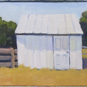 Original Jennifer Boswell White Barn Abstract Landscape Painting Rural Painting Small Unique Original Oil Painting Textured image 2