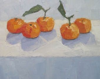 Jennifer Boswell 20x20 Tangerines Signed Canvas Print from Original Oil Painting Kitchen Painting Farmhouse Housewarming Gift Ready to Hang