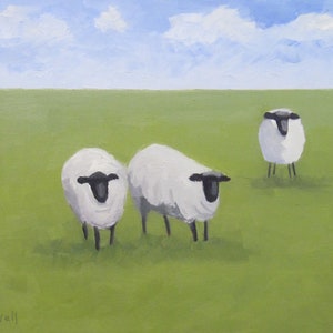 Canvas Print Jennifer Boswell Sheep 20x16 Signed Canvas Print FROM Original Oil Painting Landscape Nursery Housewarming Gift Ready to Hang