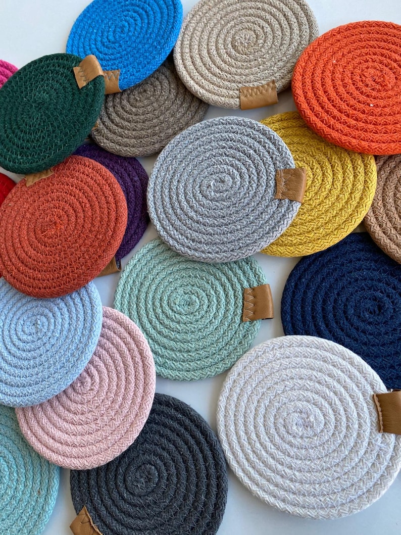 Cotton Rope Coaster, Drink Coasters, Rope Coaster, Colorful Coaster ...