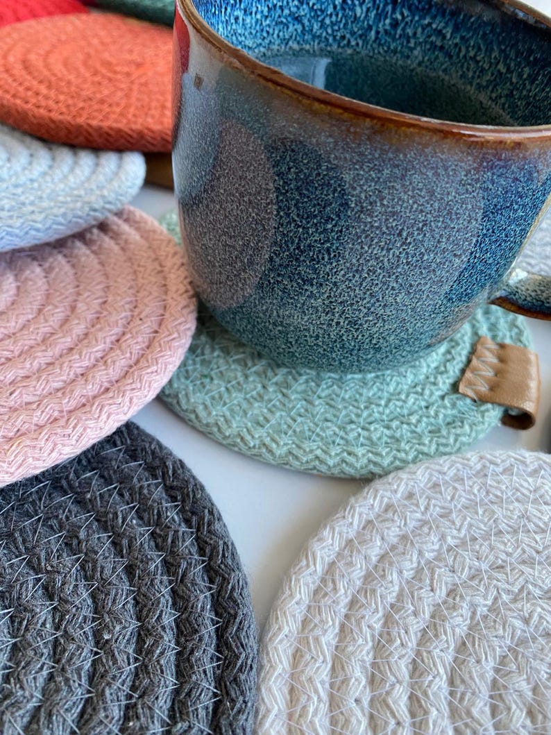 Cotton Rope Coaster, Drink Coasters, Rope Coaster, Colorful Coaster ...
