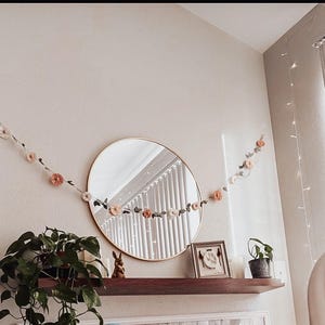 Wool Felt Daisy Chain Garland- Blush Pink, Ivory and Wheat- Two Groovy/ Wild One Party Accessories- Woodland Party Decor- Daisy Wall Decor image 10