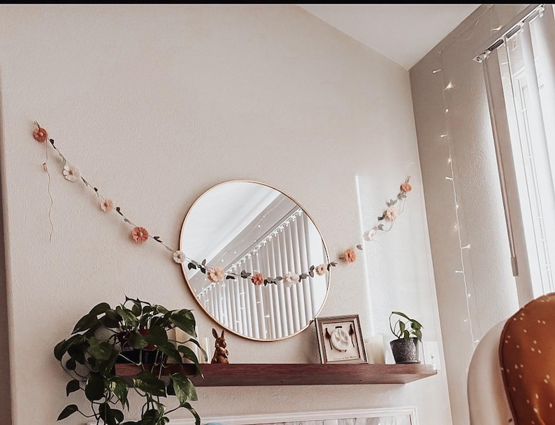 Wool Felt Daisy Chain Garland- Blush Pink, Ivory and Wheat- Two Groovy/ Wild One Party Accessories- Woodland Party Decor- Daisy Wall Decor image 10