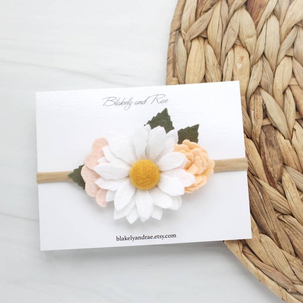 Baby Daisy Stirnband-Wildflower Filz BlumenStrauß Stirnband Stirnband-Baby Mädchen Stirnband-Baby Stirnband-Neugeborenen Stirnband
