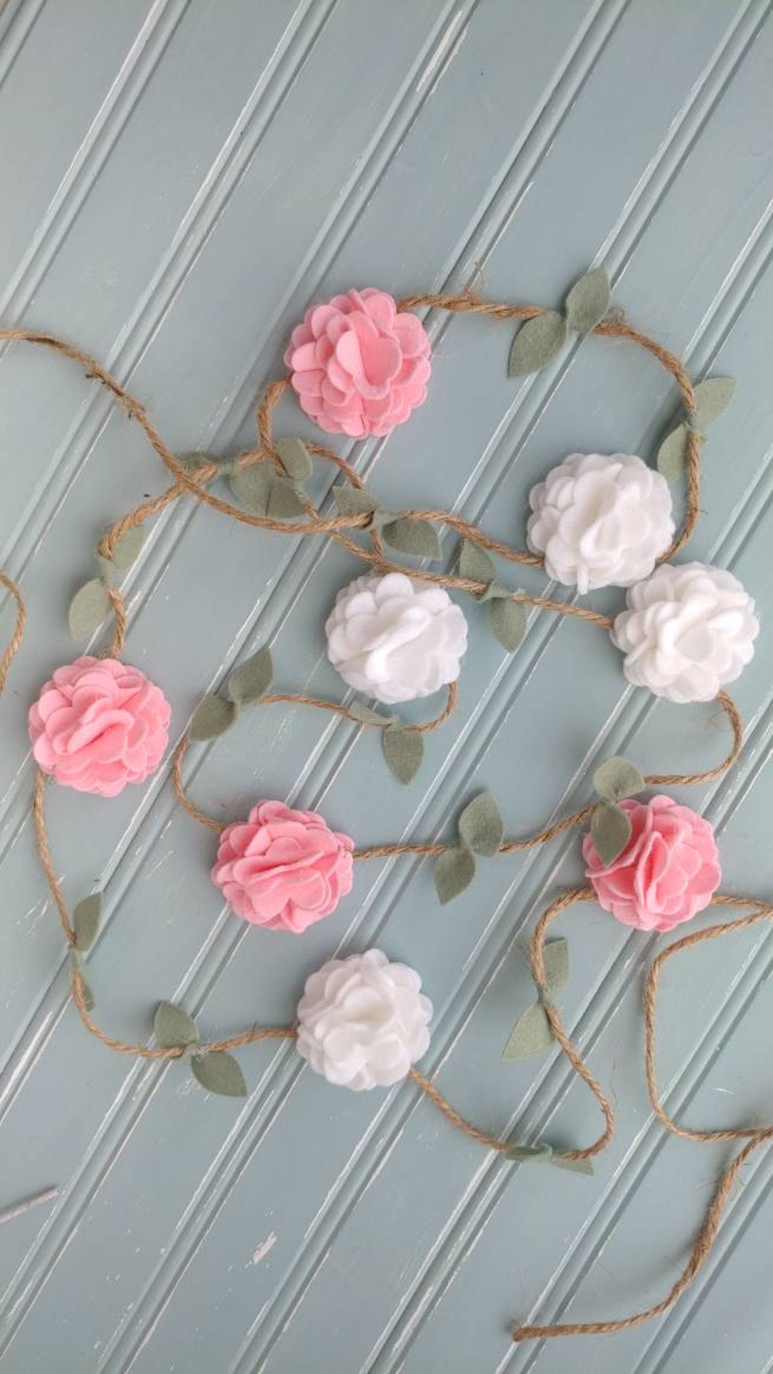 Wool Felt Flower Garland wall Hanging Home Decor Nursery/ Etsy