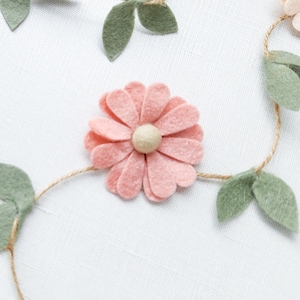 Wool Felt Daisy Chain Garland- Blush Pink, Ivory and Wheat- Two Groovy/ Wild One Party Accessories- Woodland Party Decor- Daisy Wall Decor image 9