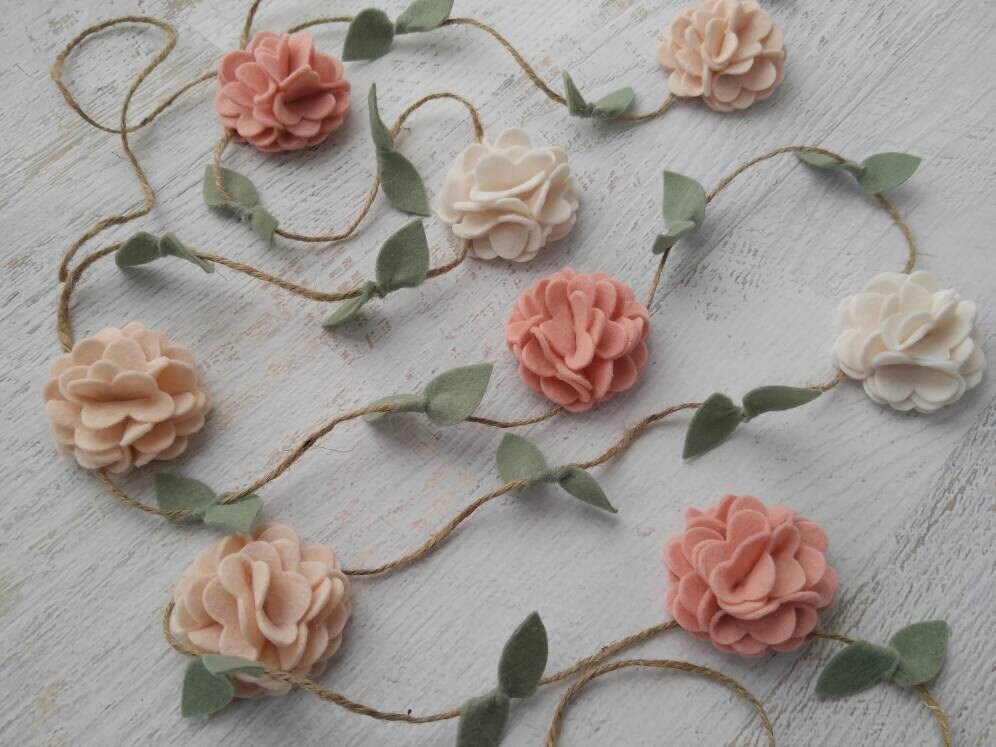 Wool Felt Flower Garland Wall Hanging Home Decor Nursery Zoom