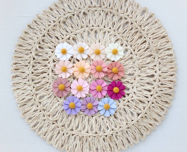 Wool Felt Daisy Chain Garland-Pick Your Color Daisy Two Groovy/ Wild One Party Accessories Woodland Party Decor Daisy Wall Decor image 2
