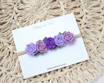 Baby Headband- Purples Rose Garland- Baby Girl Headband -Baby Headbands-Newborn Headband- Baby Shower Gift- Girls Headband