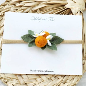 Little Cutie Orange  Headband- Orange Clementine Citrus Headband- First Birthday Headband- Orange Blossom - Smash Cake Accessories