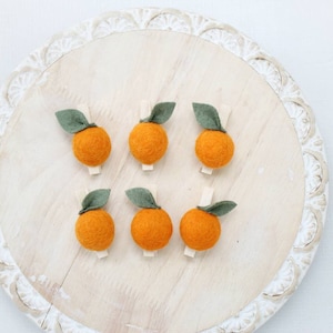 Little Cutie Orange Decorative Clothespins- Photo Display - Nursery, Monthly Photo, First Birthday, Wedding Decorations- Citrus Clementine