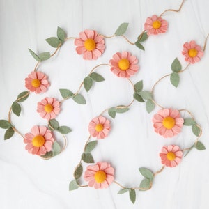 Wool Felt Daisy Chain Garland-Pick Your Color Daisy Two Groovy/ Wild One Party Accessories Woodland Party Decor Daisy Wall Decor image 8