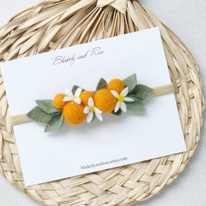 Orange Garland Headband: Clementine Citrus First Birthday Accessory