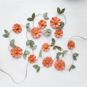 Wool Felt Daisy Chain Garland-Pick Your Color Daisy Two Groovy/ Wild One Party Accessories Woodland Party Decor Daisy Wall Decor image 10