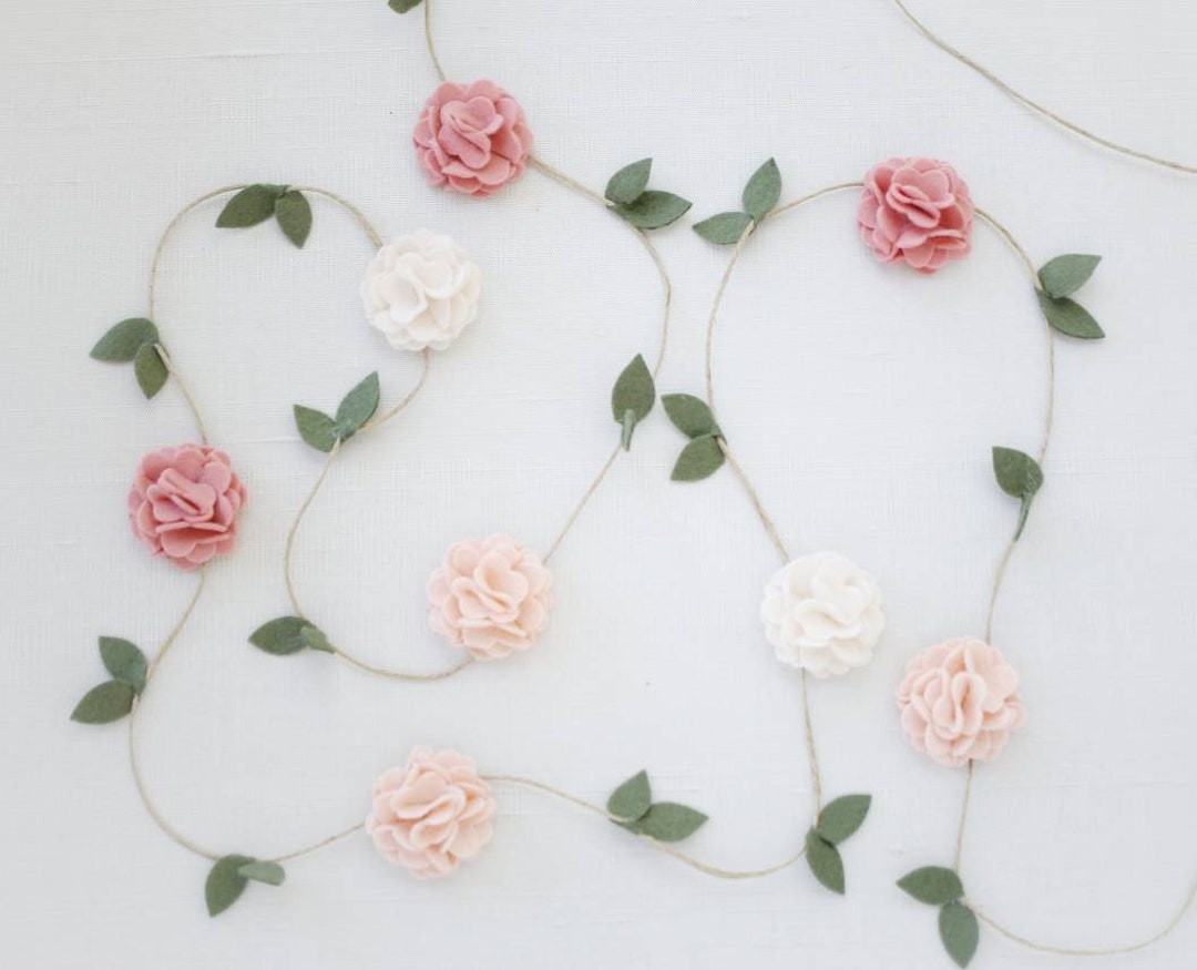 Wool Felt Flower Garland wall Hanging Home Decor Nursery/ Wedding