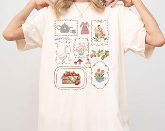 Cottagecore Comfort Colors Shirt, Vintage Farm Aesthetic Tee, Floral Rustic Shirt, Soft Girl Outfit, Country Style Shirt, Nature Lover Gift