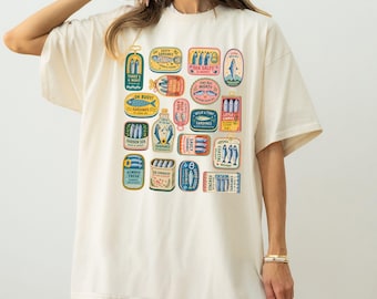 Sardine Comfort Colors Shirt, Tinned Fish Graphic Tee, Vintage Sardine Can Shirt, Coastal Foodie Tee, Cute Fisherman Aesthetic Shirt