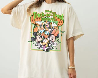 Mickey Halloween Comfort Colors Shirt, Mickey and Friends Tee, Trick or Treat Halloween Party Shirt, Disney Halloween Comfort Colors Tee