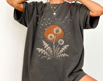 Dandelion Comfort Colors Shirt, Boho Botanical Graphic Tee, Vintage Nature Lover Tee, Wildflower Floral Shirt, Sun Dandelion Art Tee