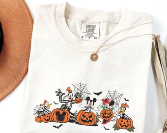 Disney Halloween Comfort Colors Shirt, Mickey and Friends Pumpkin Shirt, Disney Skeleton Tee, Spooky Season Tee, Trick or Treat Shirt