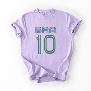 T-shirt personnalisé avec numéro de soutien-gorge de football du Brésil, chemise personnalisée de style maillot de football brésilien, cadeau de fan du Brésil numéro personnalisé image 14