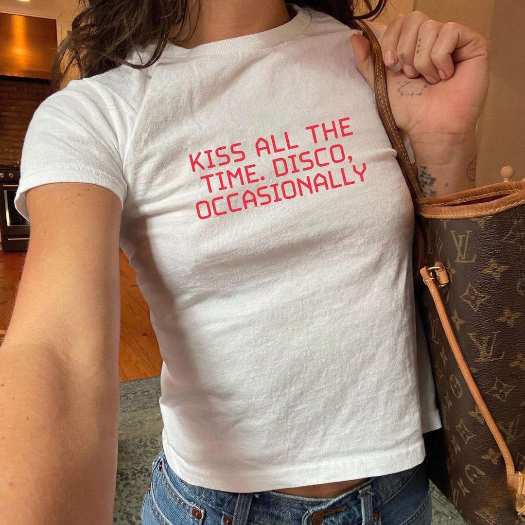 Etsy Kiss All the Time Disco Occasionally Baby Tee, Funny Disco Slogan Shirt, Retro Music Quote Tee, Harry Album Merch Baby Tee - Etsy