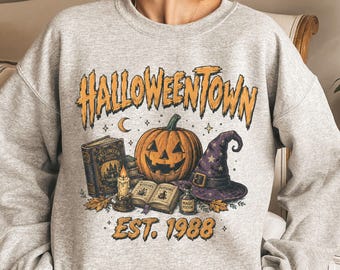 Halloweentown Sweatshirt, Est 1988 Spooky Season Crewneck, Pumpkin Witchy Fall Sweater, Book Lover Halloween Top