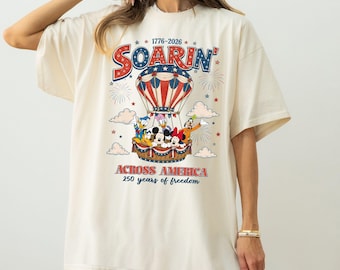 Disney 4th of July Comfort Colors Shirt, Mickey Minnie Patriotic Tee, Soarin Across America Shirt, America 250th Birthday Disney Tee