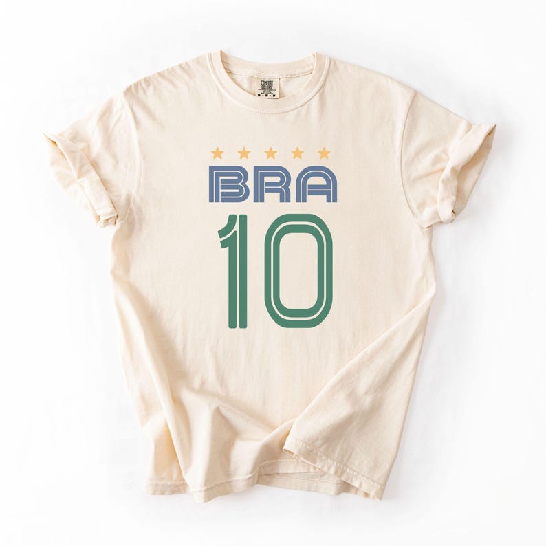 T-shirt personnalisé avec numéro de soutien-gorge de football du Brésil, chemise personnalisée de style maillot de football brésilien, cadeau de fan du Brésil numéro personnalisé image 10
