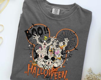 Disney Halloween Comfort Colors Shirt, Boo Mickey and Friends Tee, Mickey Minnie Mummy Shirt, Spooky Season Disney Halloween Tee