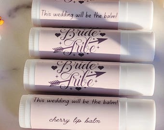 Bachelorette Lip Balm Favors, Bridesmaid Chapstick, Bulk Lip Balms, Personalized Wedding Lip Balms, Bridal Shower Favors, Bride Tribe Gift