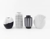 Vintage Vase Collection in Black and White with Patterns