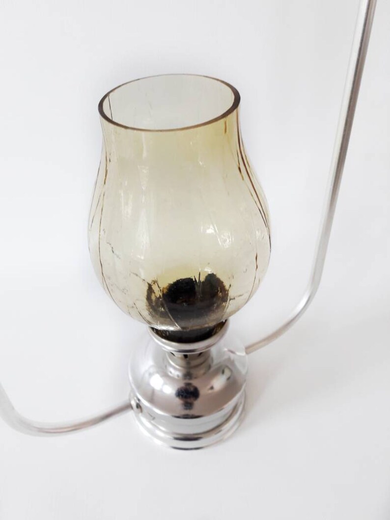 Mid Century Lantern Pendant Lamp with Glass Shade in White and Silver