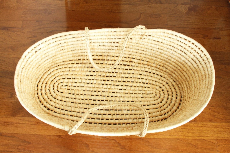 Wicker Moses Basket Woven Wicker with Handles Etsy