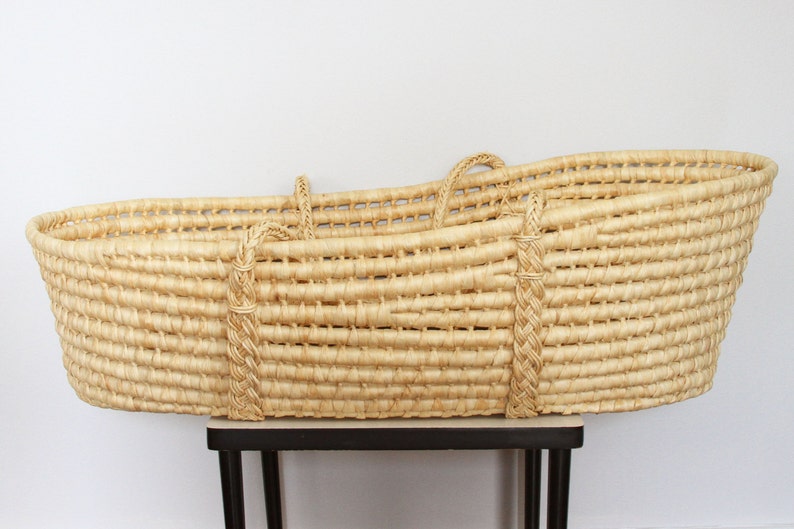 Wicker Moses Basket Woven Wicker with Handles Etsy